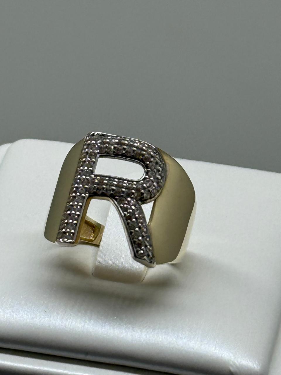 ANILLO CIRCONES LETRA R 3.1G 10K